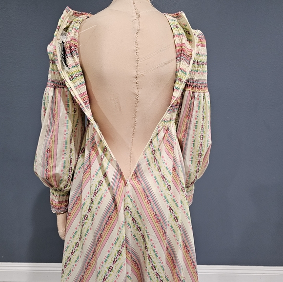 Vtg YOUNG INNOCENT Arpeja Pink Cream Striped Prairie Cottagecore Maxi Dress XS/S - Picture 11 of 14